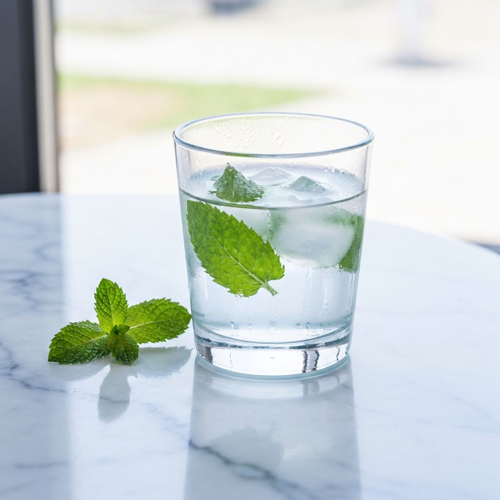 Glass of water with mint